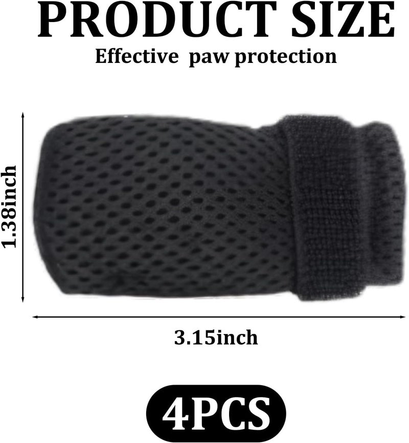 panthra 4 PCS Cat Booties, Cat Mittens to Prevent Scratching, Mesh Breathable Shoes are Adjustable, Suitable for Bathing, Feeding and Trimming Nails (S, Black) - Image 2
